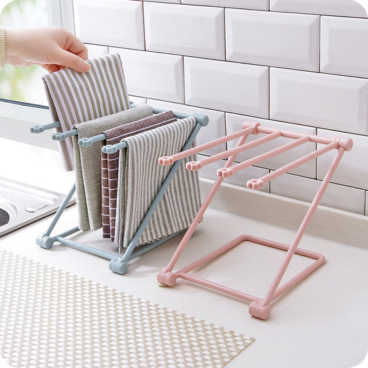 Countertop Dish Cloth Drying Rack, 4 Arms Lightweight and Space Saving, Compact Foldable Durable Cloth Rack for Kitchen