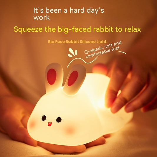 Rabbit Night Light, Cute Squishy LED Lamp, Baby Night Light, Silicone Rabbit Light, Baby Girls Bedroom Night Light, Rechargeable Touch Lamp for Breastfeeding Nursery Decor