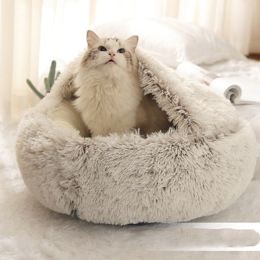 2 in 1 Bed for Dogs and Cats, Winter Pet Bed, Round Bed, Long Soft Pet Bed
