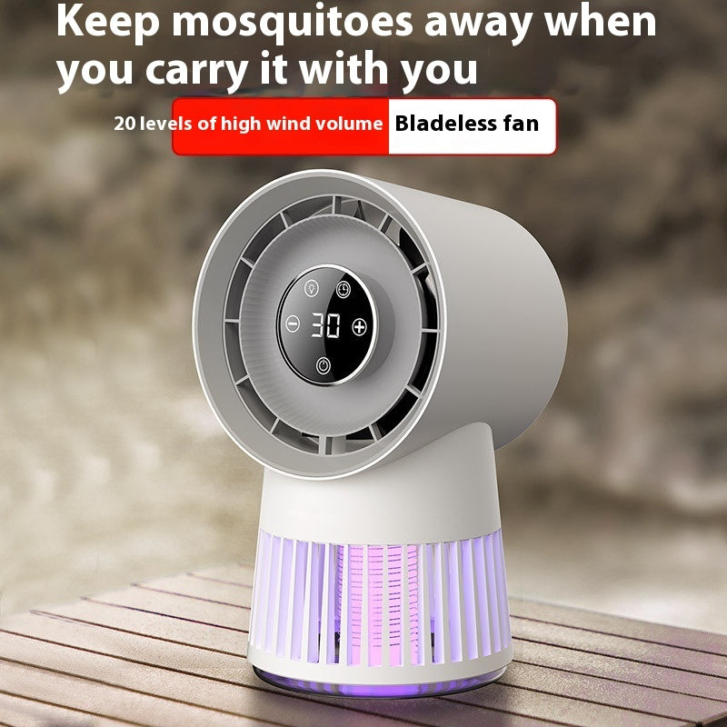 2 in 1 Mosquito Killing and Mini Desk Fan Electric Mosquito Killer USB Rechargeable Fan Night Lamp Home and Outdoor Supplies