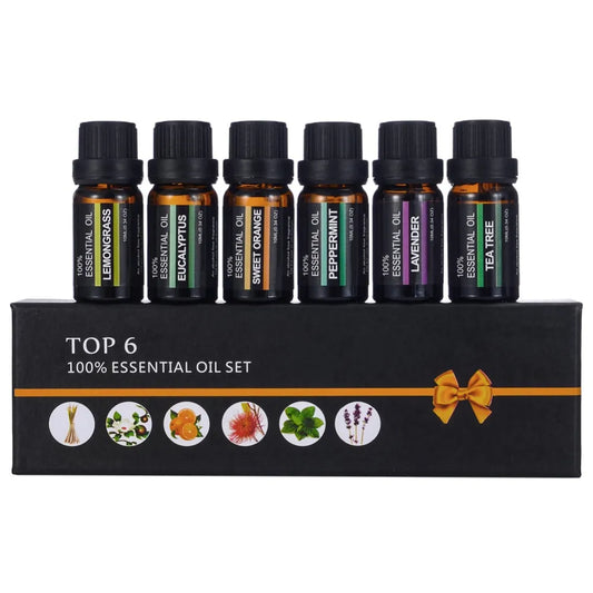 Premium Grade Essential Oils- Gift Set 6/10ml Pure Essential Oils for Diffuser, Humidifier, Massage, Aromatherapy, Skin & Hair Care