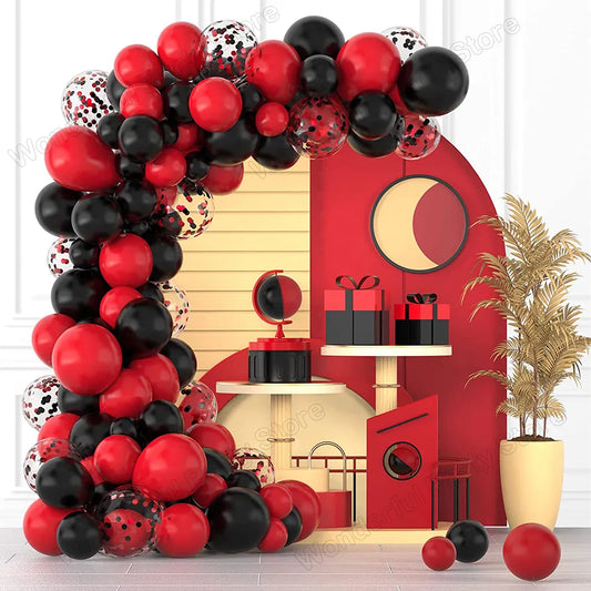 Red Balloon Garland Arch Kit Black Red Confetti Balloons Wedding Christmas Baby Shower Party Birthday Valentine Day Decoration