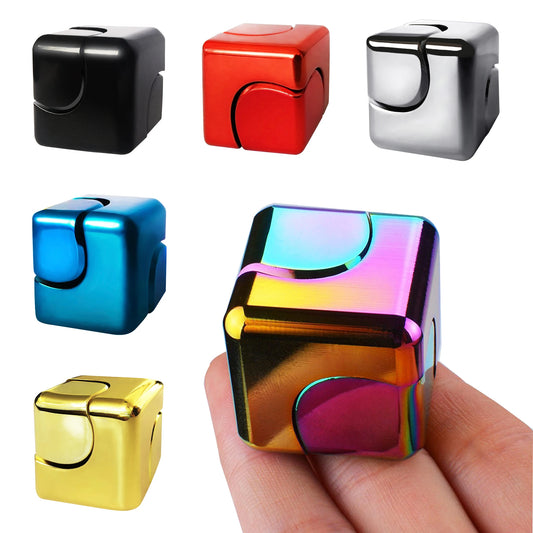 QUBI Cube Spinner 4-in-1 Spinning Toy– Helps with Anxiety, ADHD, Autism, Stress & Focus– Desktop EDC Fidgets Spinner Aluminum Alloy Build for Kids & Adults.