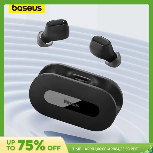 Baseus Wireless Earbuds, 140H Playback -48dB Active Noise Cancelling Bluetooth 5.3 Earbuds with IPX6 Waterproof 4 ENC Mics 0.038s Low Latency Fast Charge Ear Buds for Android iOS - Bowie MA10 Upgraded