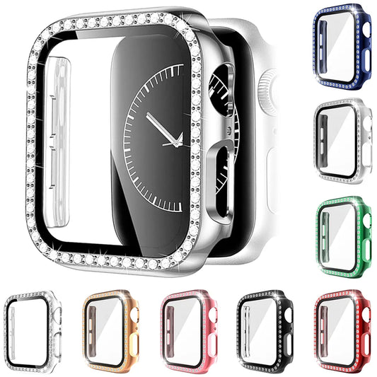 Transparent Hollow Bling Diamond PC Case for Apple Watch 38 42 40 44 41 45mm Protective Cover for iWatch Series 7 6 5 4 3 2 SE