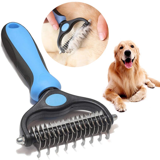 Maxpower Planet Pet Grooming Brush - Double Sided Shedding, Dematting Undercoat Rake for Dogs, Cats - Extra Wide Dog Grooming Brush, Dog Brush for Shedding, Cat Brush, Reduce Shedding by 95%