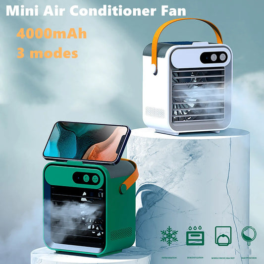 Portable Air Conditioners Cooler, Mini Air Conditioner fan with 3 Speeds, Portable Air Cooling Fan USB Powered Low Noise Small Desk Fan for Desktop Office Home Bedroom