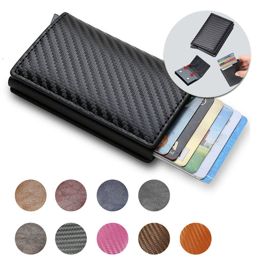 Slim Wallet for Men - RFID Blocking Pop Up Card Holder, Mini Business Credit Card Wallet with Money Pocket, Metal Card Holder for Notes, Coins, Debit Cards