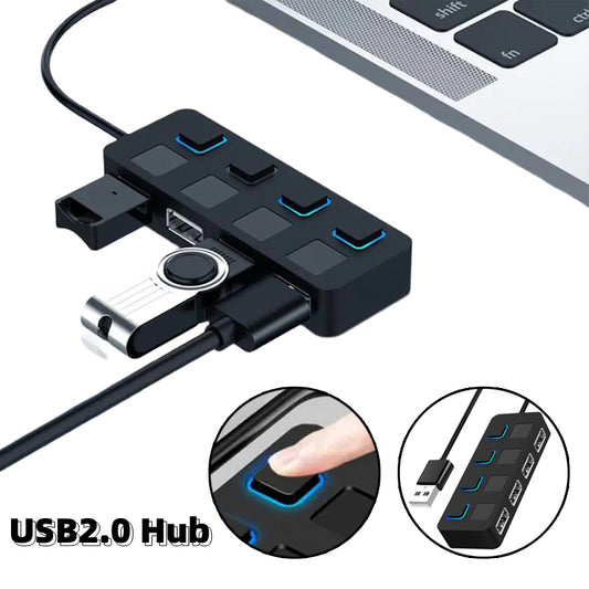 4 Port USB Hub, Multi USB 3.0 Hub, USB A Laptop Hub with USB C Power Port, USB Port Extender for Laptop, Windows, Linux, PC and More