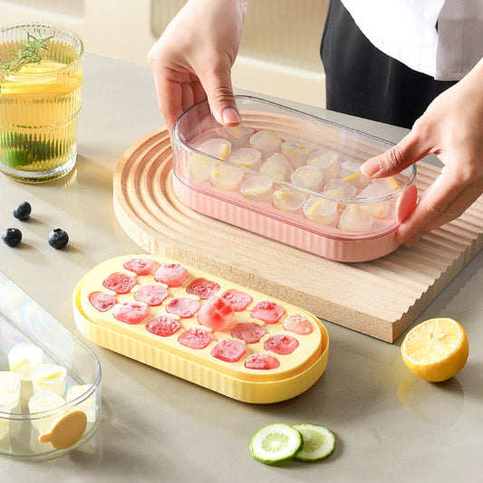 Ice Cube Tray, Ice Tray with Lid Ice Cube Pop Out Tray, Ice Cube Trays for Freezer, Ice Cube Molds, BPA Free, Easy Release