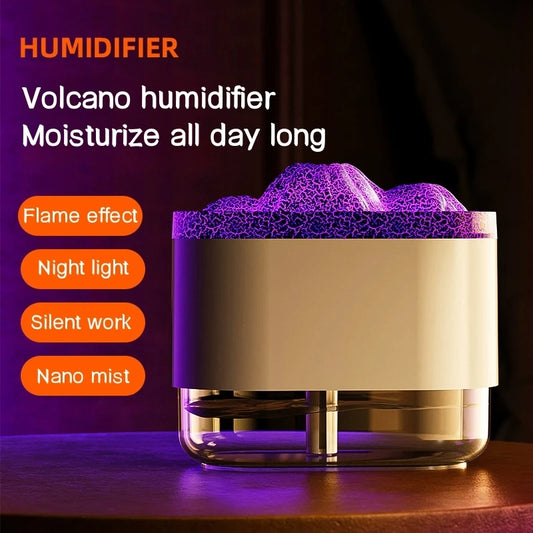 Volcano Air Humidifier 300ml, Aroma Diffuser with Colorful Lamp