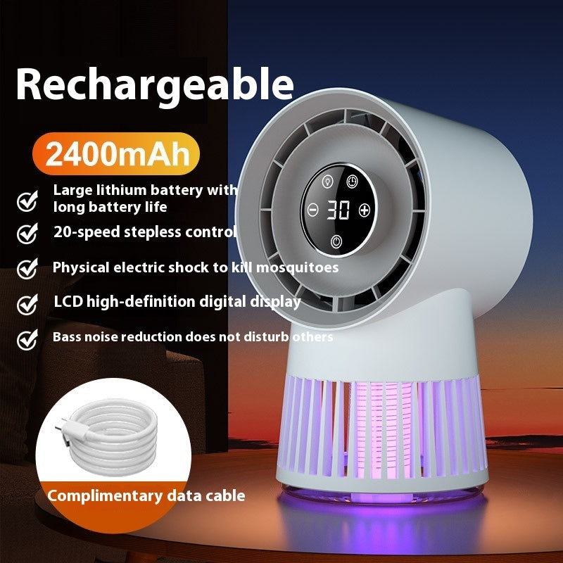 2 in 1 Mosquito Killing and Mini Desk Fan Electric Mosquito Killer USB Rechargeable Fan Night Lamp Home and Outdoor Supplies