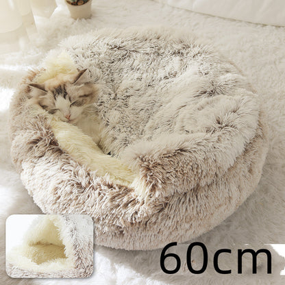 2 in 1 Bed for Dogs and Cats, Winter Pet Bed, Round Bed, Long Soft Pet Bed