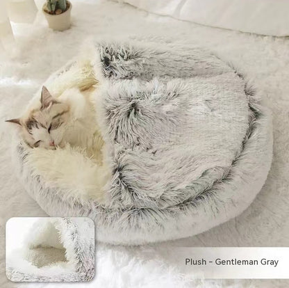 2 in 1 Bed for Dogs and Cats, Winter Pet Bed, Round Bed, Long Soft Pet Bed