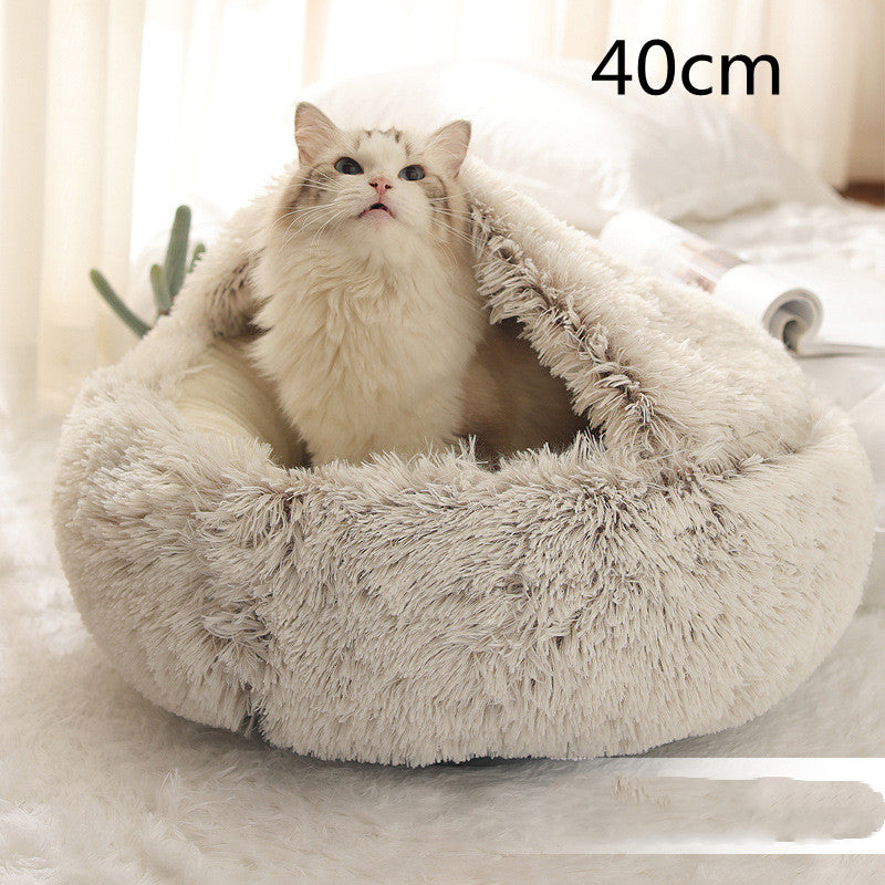 2 in 1 Bed for Dogs and Cats, Winter Pet Bed, Round Bed, Long Soft Pet Bed