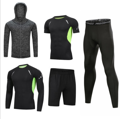 5pcs Men's Compression Pants Long Sleeve Shirts Vest Sets Men's Sportswear Gym Clothing Valentine's Day Gift