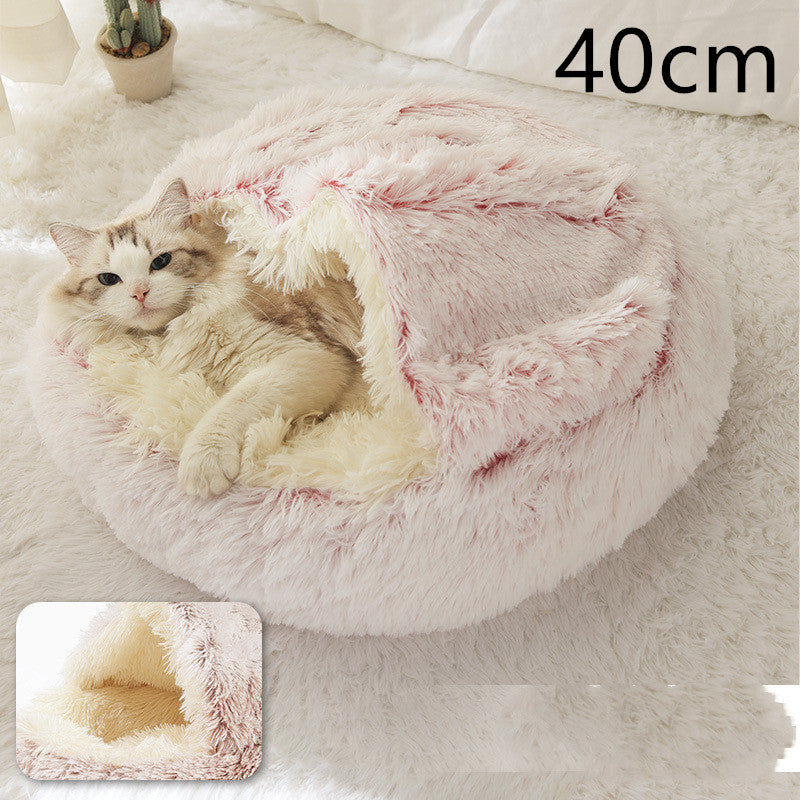 2 in 1 Bed for Dogs and Cats, Winter Pet Bed, Round Bed, Long Soft Pet Bed