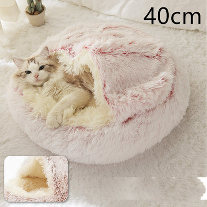 2 in 1 Bed for Dogs and Cats, Winter Pet Bed, Round Bed, Long Soft Pet Bed