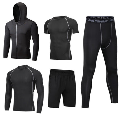 5pcs Men's Compression Pants Long Sleeve Shirts Vest Sets Men's Sportswear Gym Clothing Valentine's Day Gift