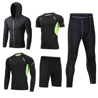 5pcs Men's Compression Pants Long Sleeve Shirts Vest Sets Men's Sportswear Gym Clothing Valentine's Day Gift