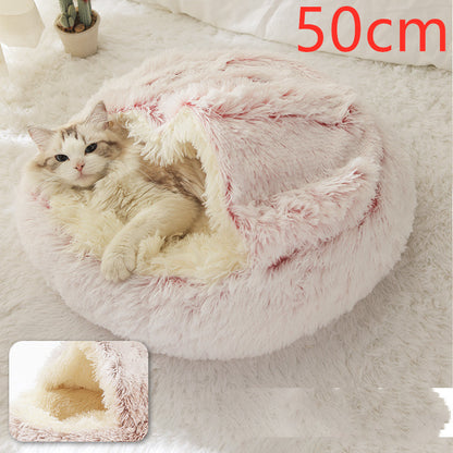 2 in 1 Bed for Dogs and Cats, Winter Pet Bed, Round Bed, Long Soft Pet Bed