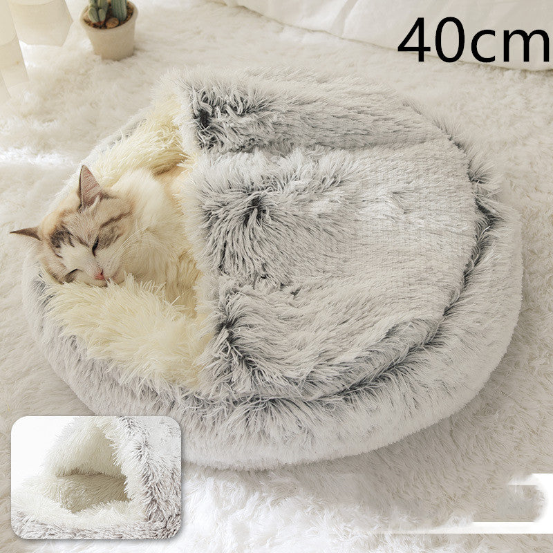 2 in 1 Bed for Dogs and Cats, Winter Pet Bed, Round Bed, Long Soft Pet Bed