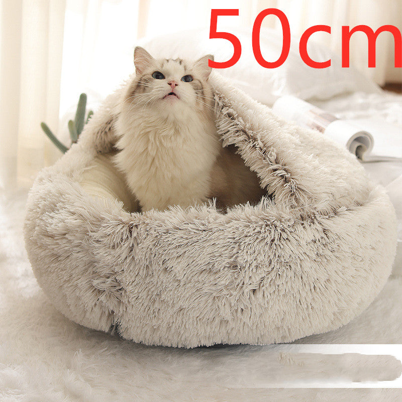 2 in 1 Bed for Dogs and Cats, Winter Pet Bed, Round Bed, Long Soft Pet Bed