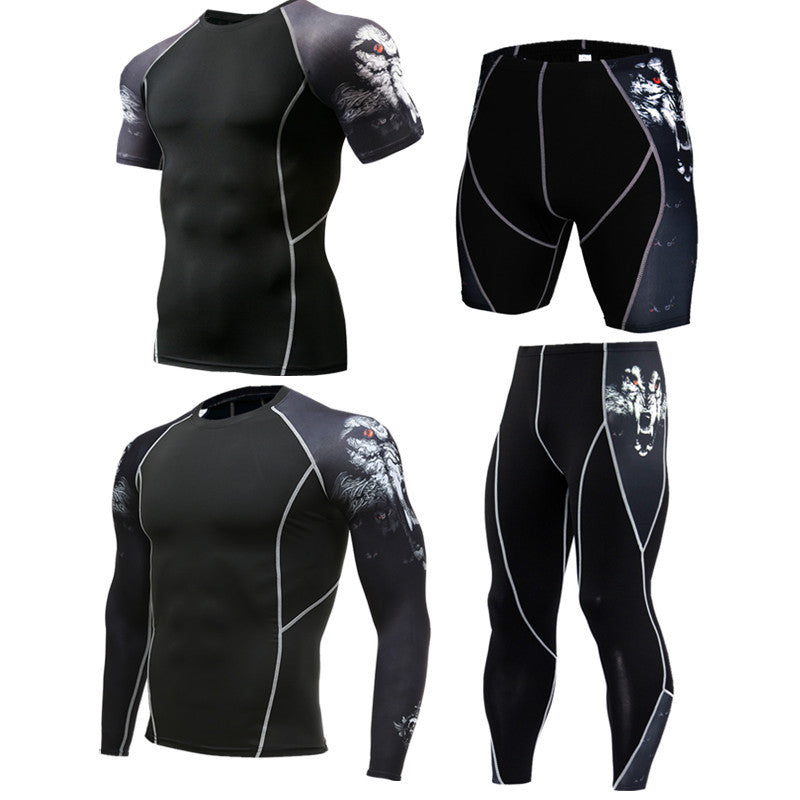 5Pcs Men's Compression Pants Shirt Top Long Sleeve Jacket Athletic Sets Gym Clothing Mens Workout Valentine's Day gift