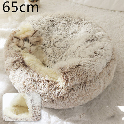 2 in 1 Bed for Dogs and Cats, Winter Pet Bed, Round Bed, Long Soft Pet Bed