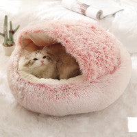 2 in 1 Bed for Dogs and Cats, Winter Pet Bed, Round Bed, Long Soft Pet Bed