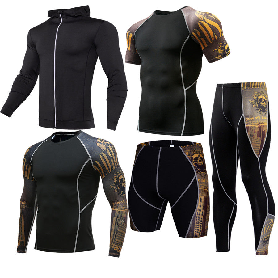 5Pcs Men's Compression Pants Shirt Top Long Sleeve Jacket Athletic Sets Gym Clothing Mens Workout Valentine's Day gift