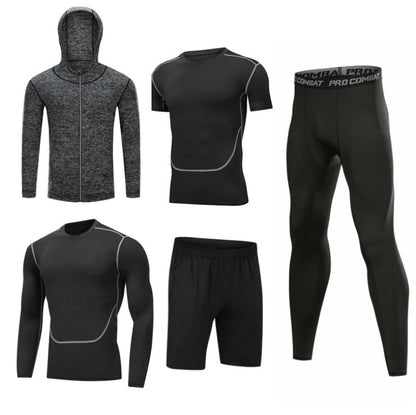 5pcs Men's Compression Pants Long Sleeve Shirts Vest Sets Men's Sportswear Gym Clothing Valentine's Day Gift