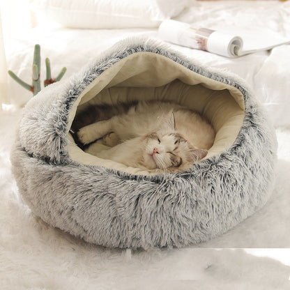 2 in 1 Bed for Dogs and Cats, Winter Pet Bed, Round Bed, Long Soft Pet Bed