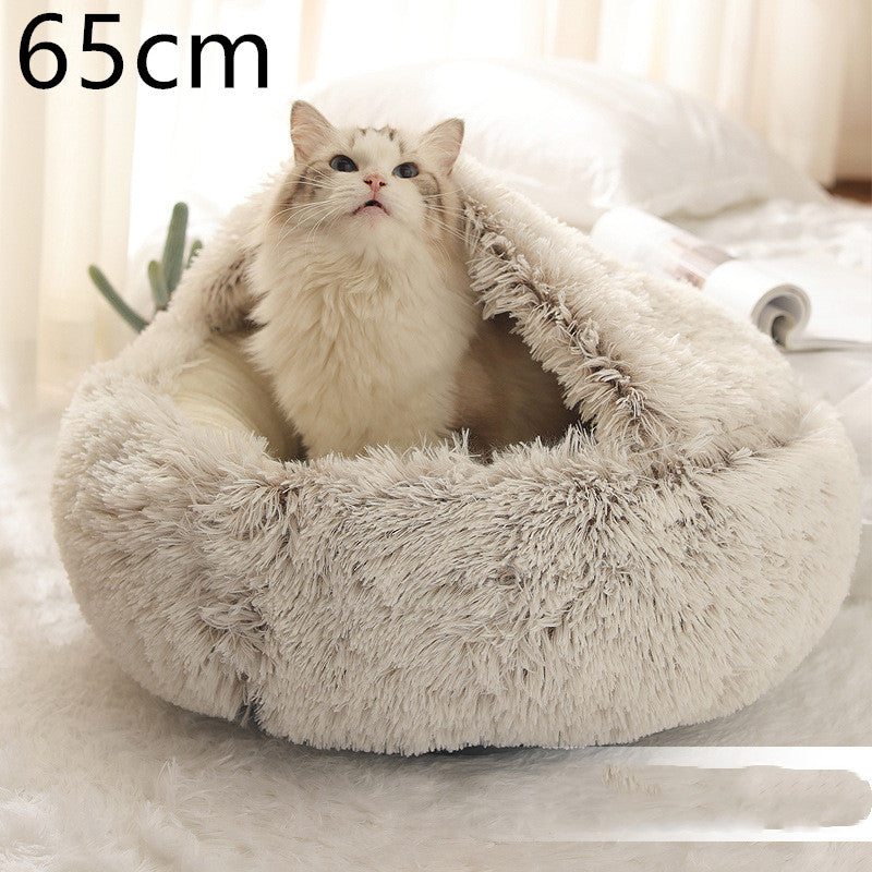 2 in 1 Bed for Dogs and Cats, Winter Pet Bed, Round Bed, Long Soft Pet Bed