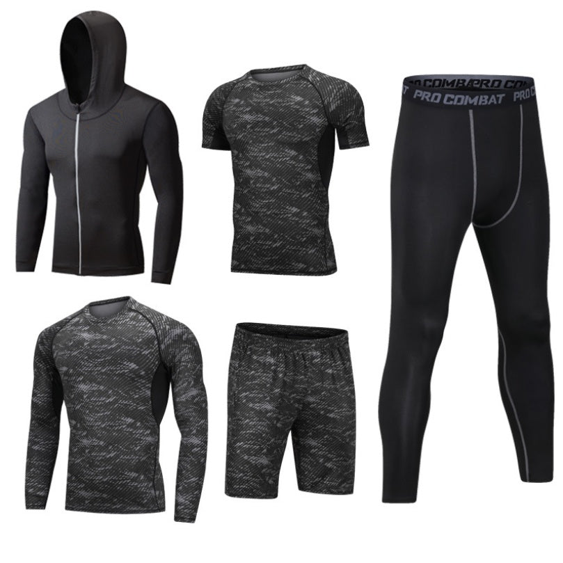 5pcs Men's Compression Pants Long Sleeve Shirts Vest Sets Men's Sportswear Gym Clothing Valentine's Day Gift