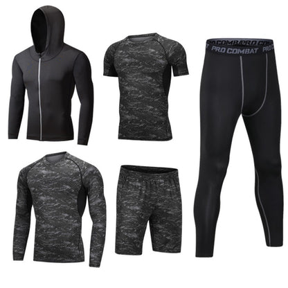 5pcs Men's Compression Pants Long Sleeve Shirts Vest Sets Men's Sportswear Gym Clothing Valentine's Day Gift