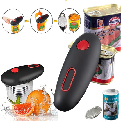 AUTOMATIC ELECTRIC CAN OPENER: Open your can with a simple push of a button - Automatic, Hands-Free, Smooth Edge, Food Safe, Battery Operated