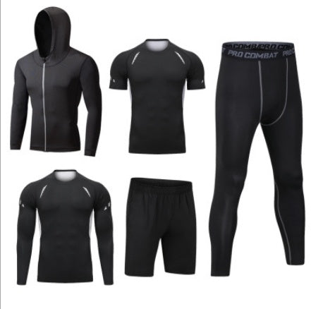 5pcs Men's Compression Pants Long Sleeve Shirts Vest Sets Men's Sportswear Gym Clothing Valentine's Day Gift