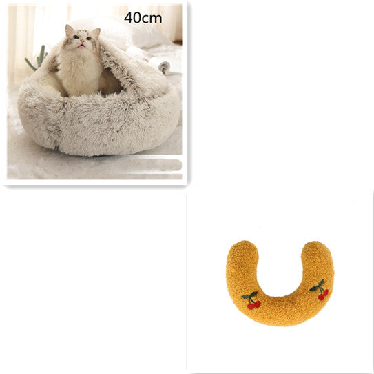 2 in 1 Bed for Dogs and Cats, Winter Pet Bed, Round Bed, Long Soft Pet Bed