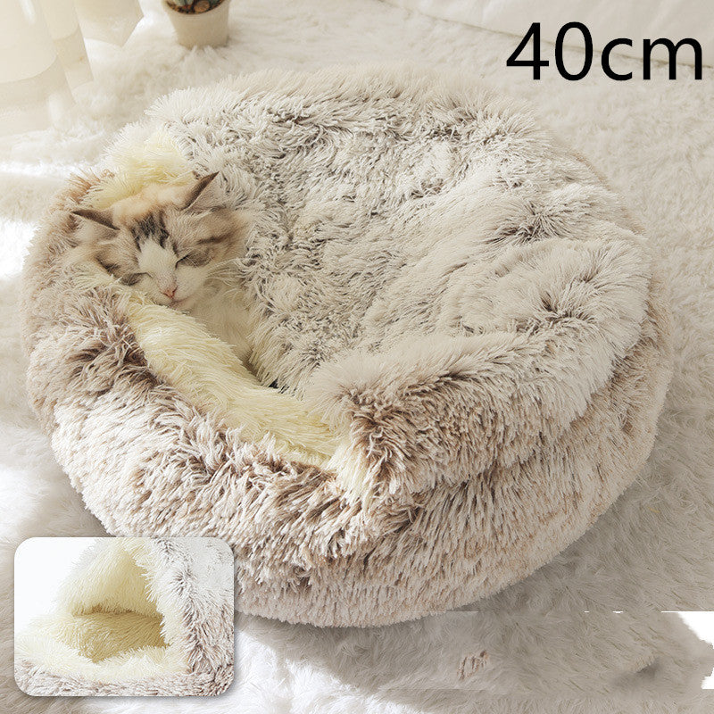 2 in 1 Bed for Dogs and Cats, Winter Pet Bed, Round Bed, Long Soft Pet Bed