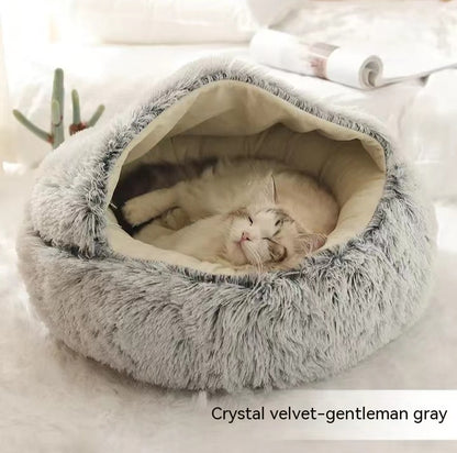 2 in 1 Bed for Dogs and Cats, Winter Pet Bed, Round Bed, Long Soft Pet Bed