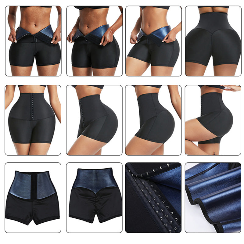 Sauna Sweat Shorts for Women High Waisted Thermo Waist Trainer Slimming Leggings Pants Body Shaper