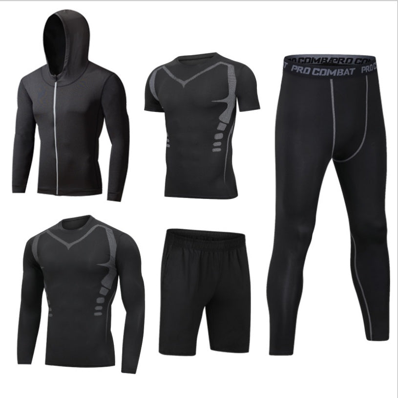 5pcs Men's Compression Pants Long Sleeve Shirts Vest Sets Men's Sportswear Gym Clothing Valentine's Day Gift