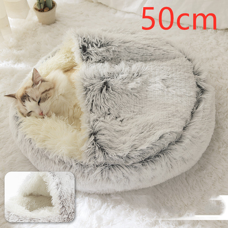 2 in 1 Bed for Dogs and Cats, Winter Pet Bed, Round Bed, Long Soft Pet Bed