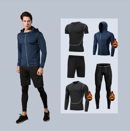 5pcs Men's Compression Pants Long Sleeve Shirts Vest Sets Men's Sportswear Gym Clothing Valentine's Day Gift