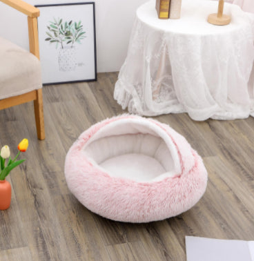 2 in 1 Bed for Dogs and Cats, Winter Pet Bed, Round Bed, Long Soft Pet Bed