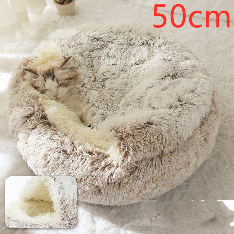 2 in 1 Bed for Dogs and Cats, Winter Pet Bed, Round Bed, Long Soft Pet Bed