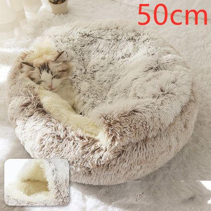 2 in 1 Bed for Dogs and Cats, Winter Pet Bed, Round Bed, Long Soft Pet Bed