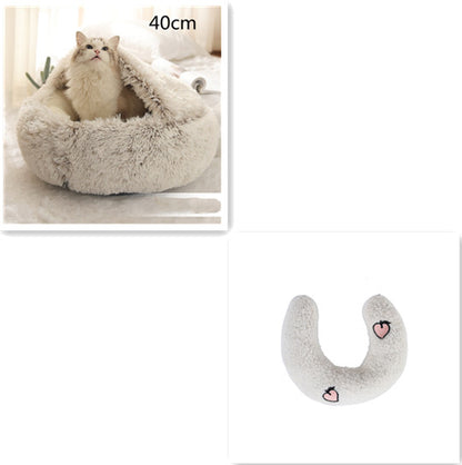 2 in 1 Bed for Dogs and Cats, Winter Pet Bed, Round Bed, Long Soft Pet Bed