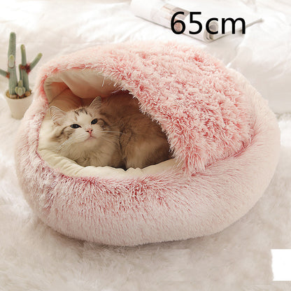 2 in 1 Bed for Dogs and Cats, Winter Pet Bed, Round Bed, Long Soft Pet Bed